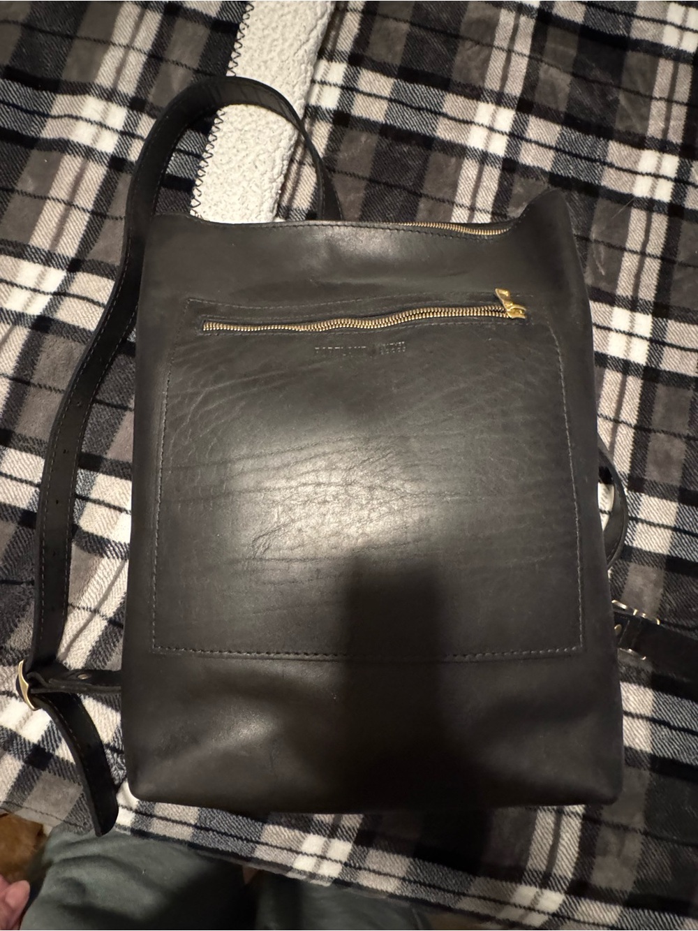 Portland Leather laptop backpack in smooth black